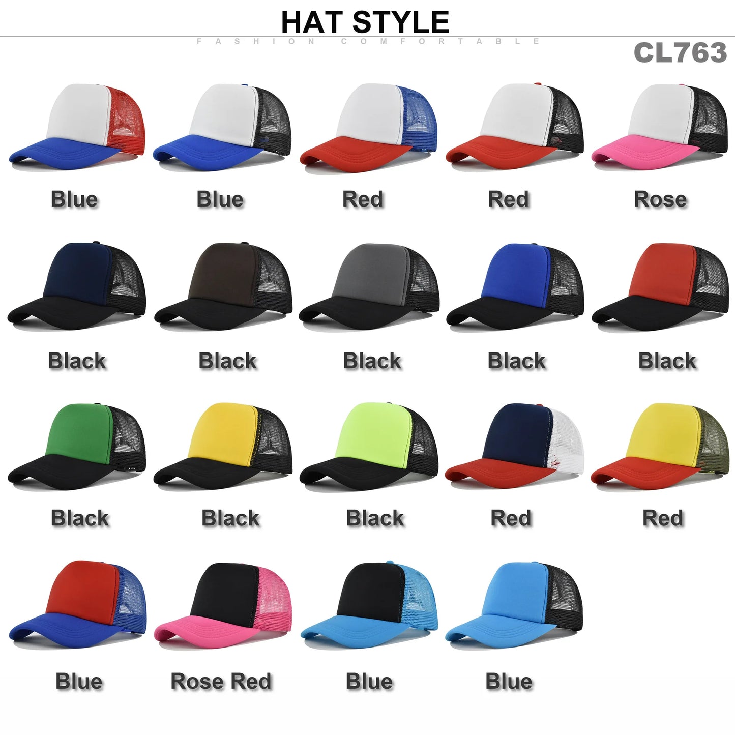 Plain Trucker Hat – Adjustable Mesh Snapback Baseball Cap