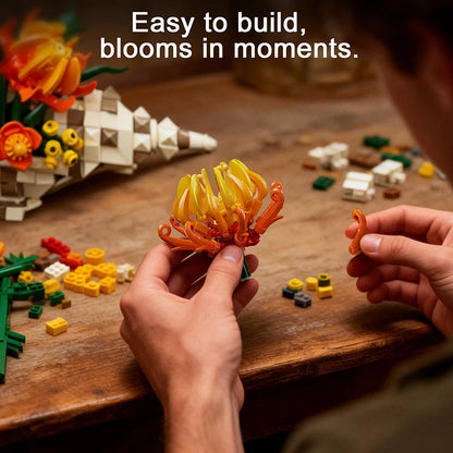 Chrysanthemum Conch Flower Building Blocks Set – DIY Floral Decor