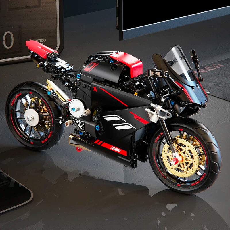 Racing Motorcycle MOC Building Blocks – 1:8 Scale Model Kit