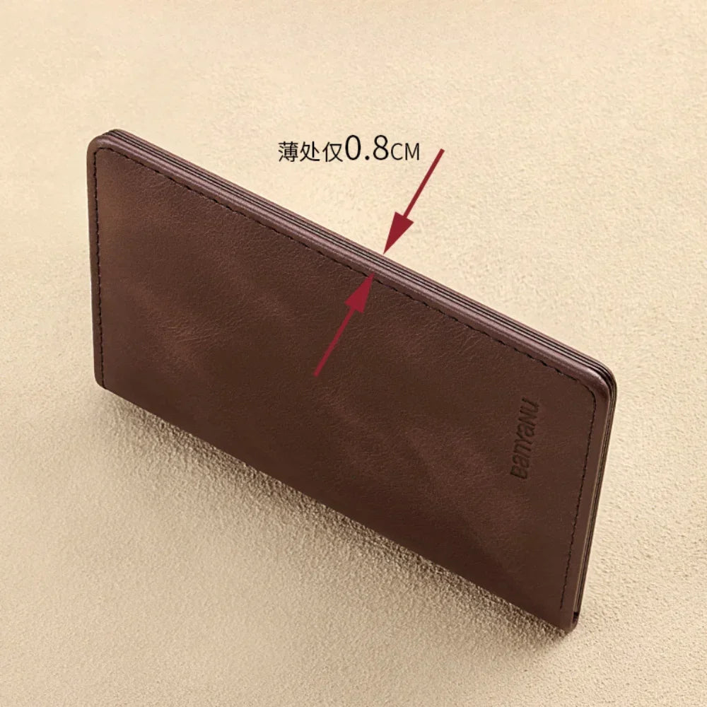 RFID Blocking Genuine Leather Wallet for Men – Slim Vertical Bifold with Card Holder