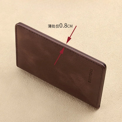 RFID Blocking Genuine Leather Wallet for Men – Slim Vertical Bifold with Card Holder