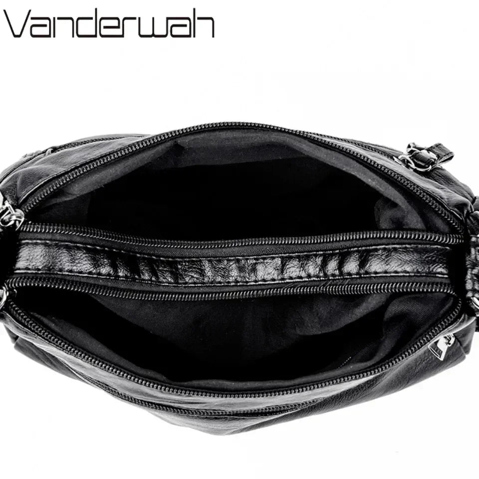 Women's Leather Shoulder Bag – Large Capacity Multi-Pocket Crossbody