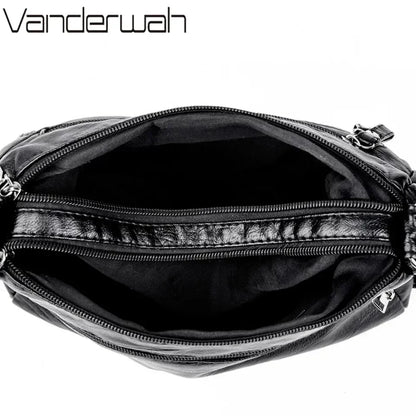 Women's Leather Shoulder Bag – Large Capacity Multi-Pocket Crossbody