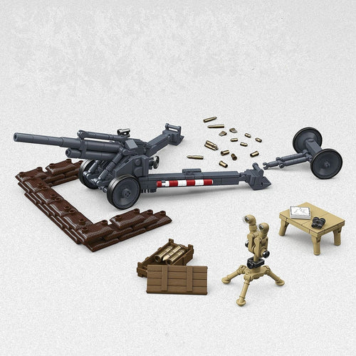 WWII Howitzer Cannon Building Blocks Military Artillery Set