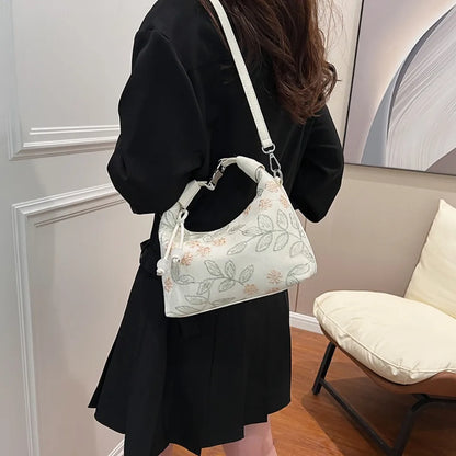 Floral Embroidery Shoulder Bag – Elegant Women's Handbag