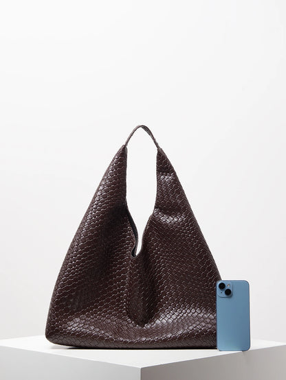 Woven Hobo Shoulder Bag – Minimalist Retro Tote for Women