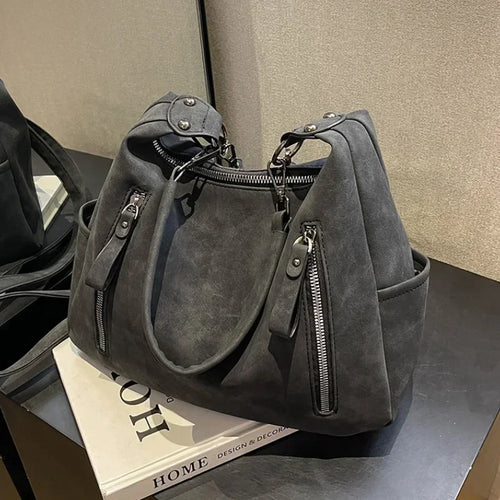 Luxury Retro Crossbody Bag for Women – Large Capacity Multi-Zip Shoulder Handbag