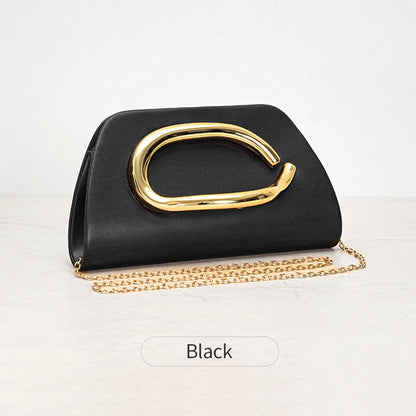 Luxury Evening Clutch Bag with Gold Magnetic Closure & Chain Strap