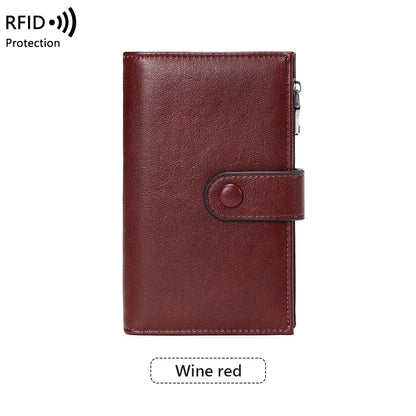 RFID Blocking Women's Trifold Leather Clutch Wallet