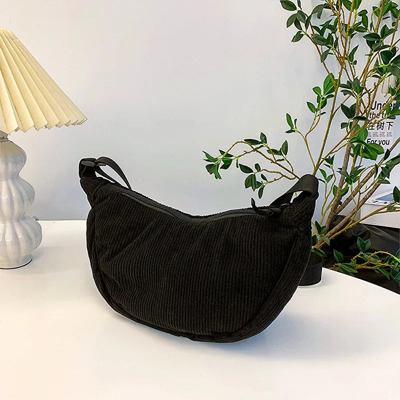 Women's Half Moon Leather Shoulder Bag – Soft Hobo Crossbody Purse