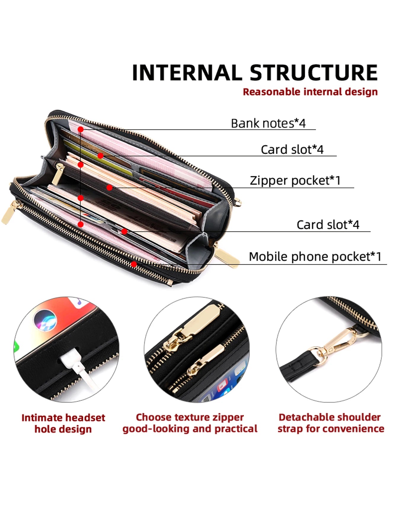 RFID Touchscreen Phone Wallet for Women – Large Capacity Crossbody Clutch