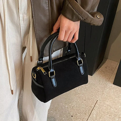 Faux Suede Crossbody Bag - Women's Small Shoulder Bag