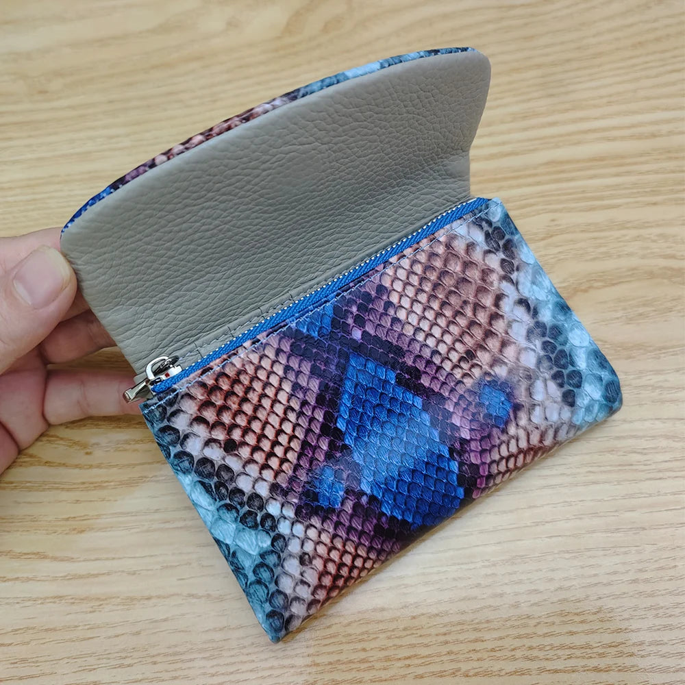 Python Pattern Leather Short Wallet for Women