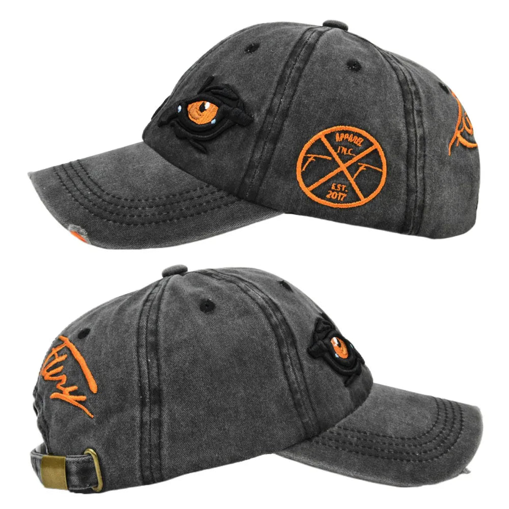 Eagle Eye Embroidery Baseball Cap – Vintage Washed Snapback Hat