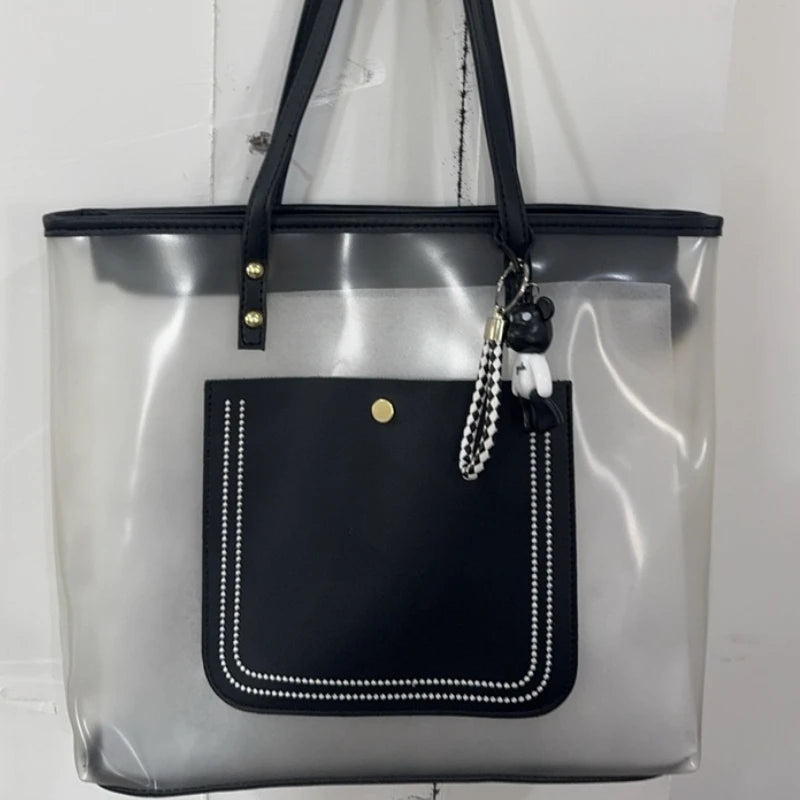 Clear Jelly Tote Bag – Large Capacity Shoulder Bag for Women