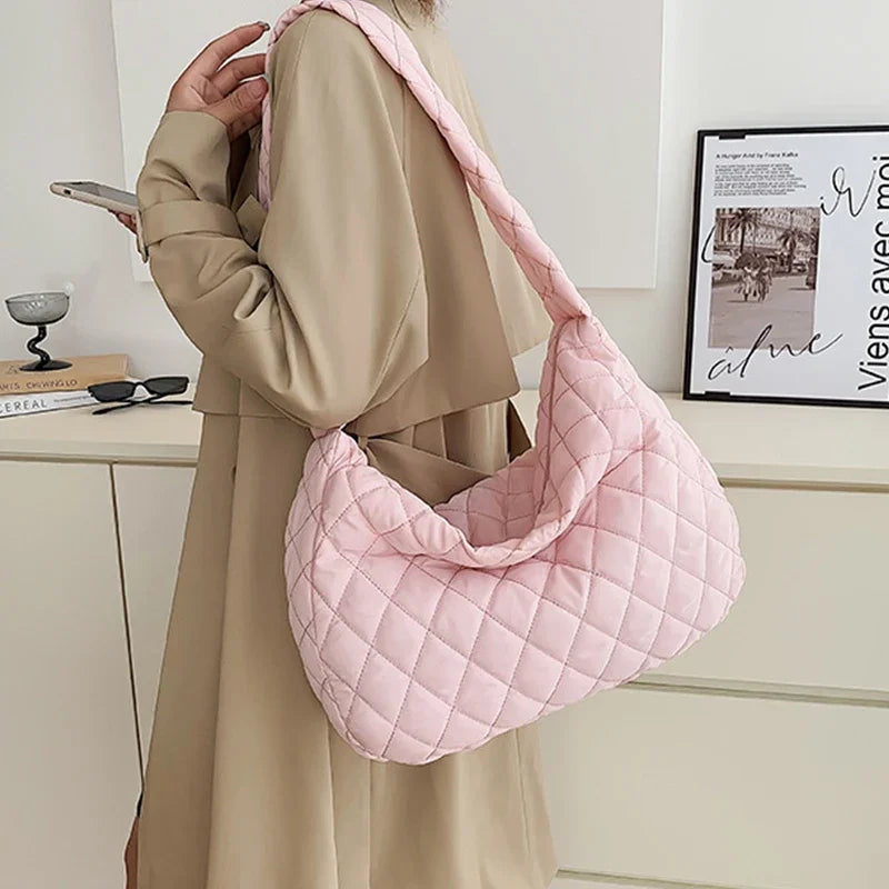 Quilted Puffer Shoulder Bag for Women – Padded Hobo Handbag