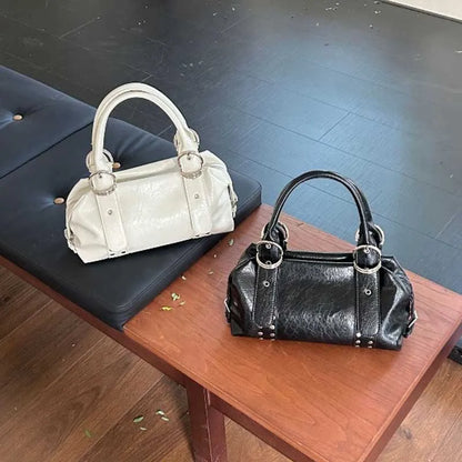 Rivet Bowling Bag – Women's Luxury PU Leather Shoulder Bag