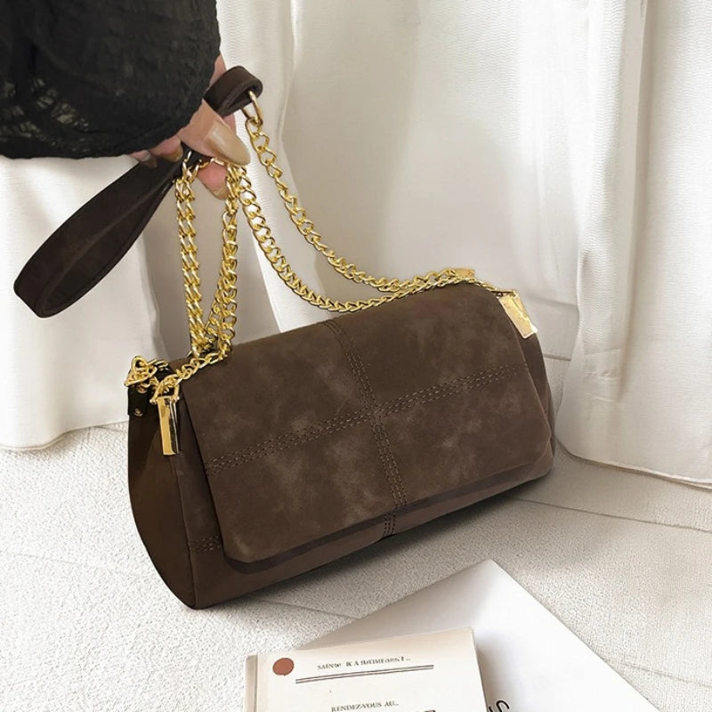 Vintage Chain Crossbody Bag - Women's Large Capacity Shoulder Bag