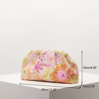Clutch Bag Sequin Bag Floral Pop Embroidery Bag Gala Night Prom Bag