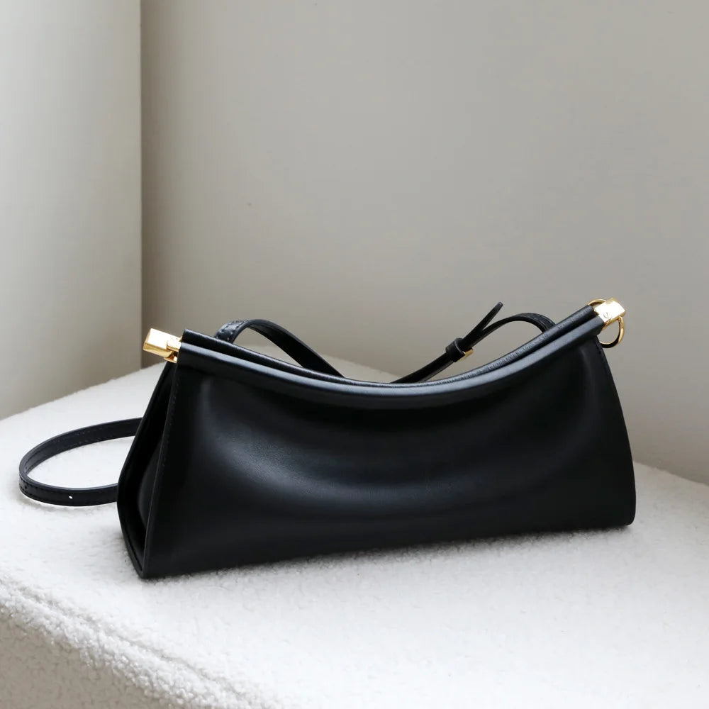 Women S Bags Genuine Leather Underarm Bag Handbag Small Design High-End Clip Simple Shoulder Vintage