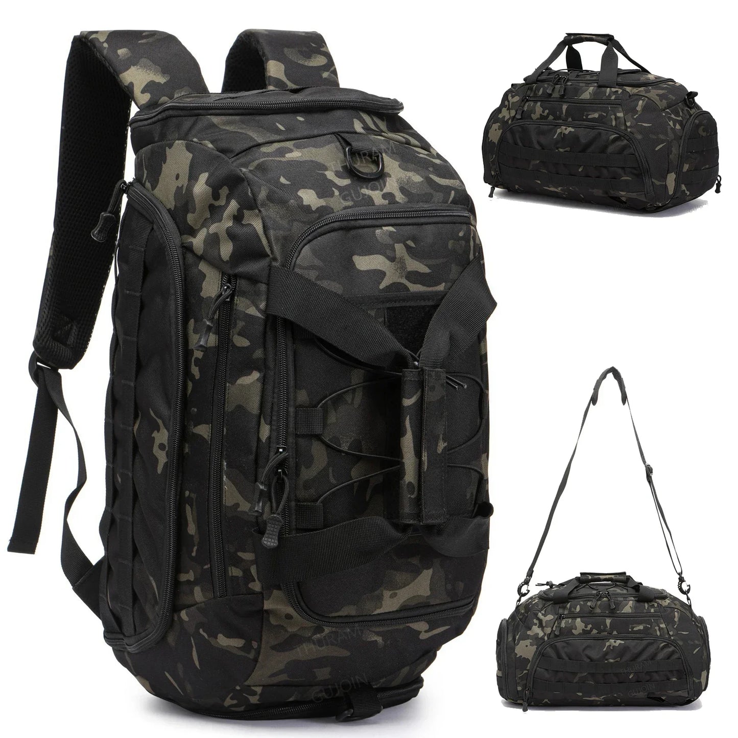 3-in-1 Tactical Gym Bag with Shoe Compartment – Backpack, Duffel & Sling