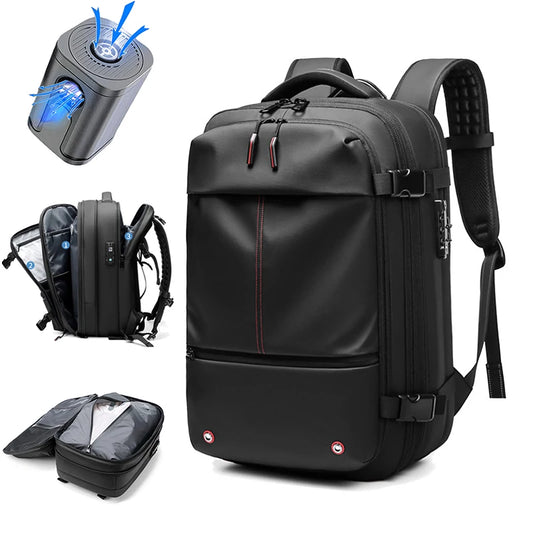 Vacuum Compression Backpack – 17" Laptop, Expandable, Men's Travel