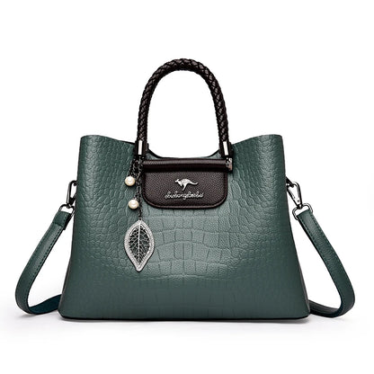 Luxury Leather Handbag for Women – Woven Handle Crossbody
