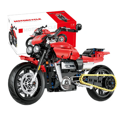 MOC Retro Motorcycle Building Blocks Set – 1:8 Scale Technic Brick Kit
