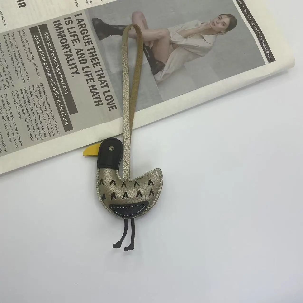 Duck Bag Charm Keychain – Cute Cartoon Leather Bag Pendant