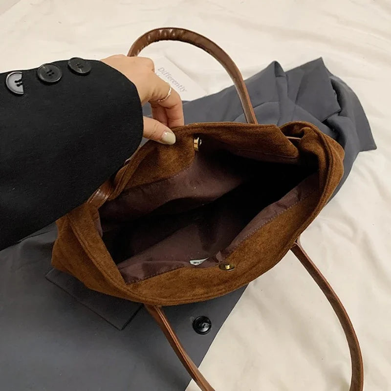 Women's Suede Tote Bag – Large Capacity Shoulder Bag