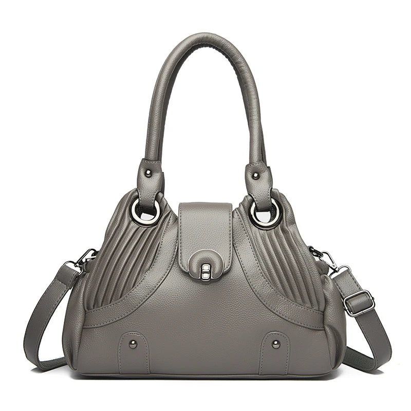 Leather Tote Handbag for Women – Designer Two-Layer Shoulder Bag