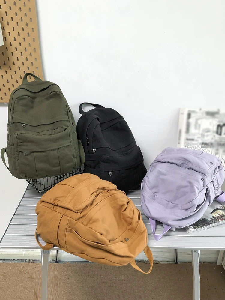 Canvas Women's Backpack – Large Capacity Vintage School Bag