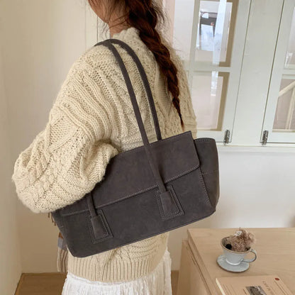 Vintage Suede Shoulder Bag – Women's Crossbody Handbag