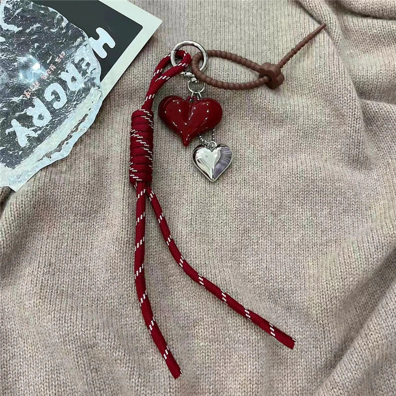 Cute Bag Charm Keychain with Mini Purse, Bow & Eiffel Tower Pendant