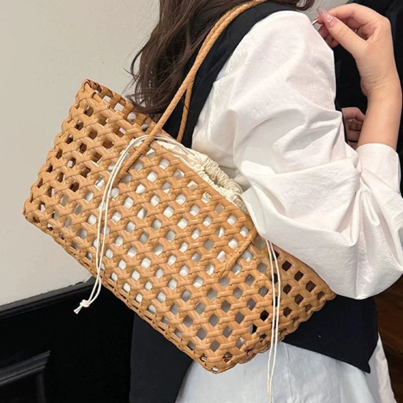 Handmade Woven Straw Beach Bag for Women – Summer Tote