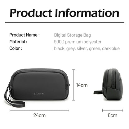 BANGE Travel Cable Organizer Clutch – YKK Double Zipper Oxford Pouch