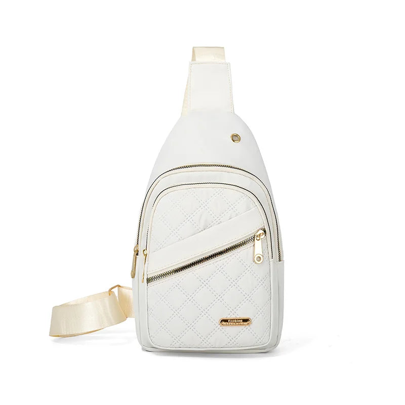 Quilted Crossbody Sling Bag for Women – Chest Bag with Earphone Hole