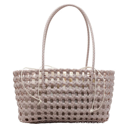 Hollow-Out Woven Basket Tote Bag – Boho Beach Handbag