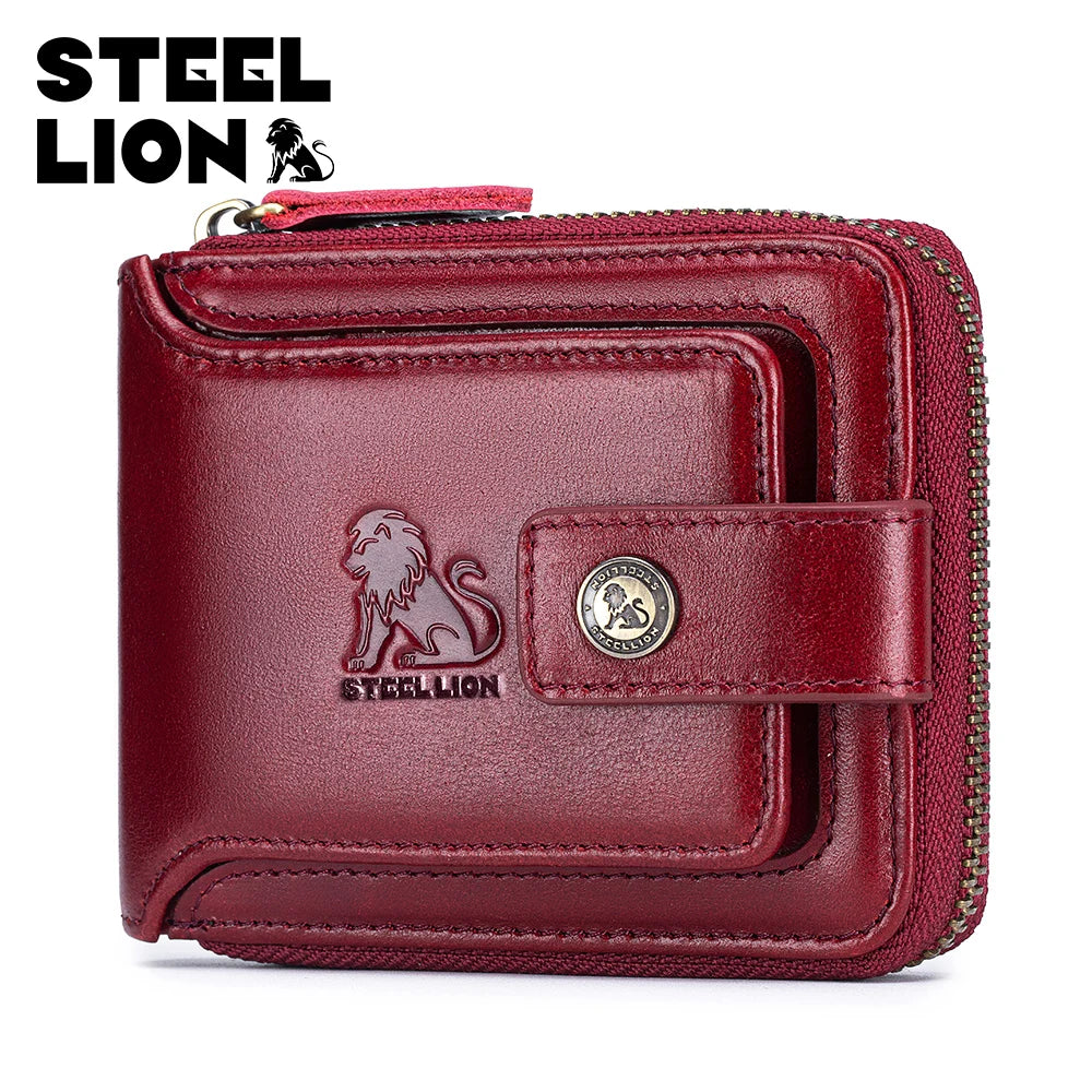 Steel Lion Men's Genuine Leather Zipper Wallet
