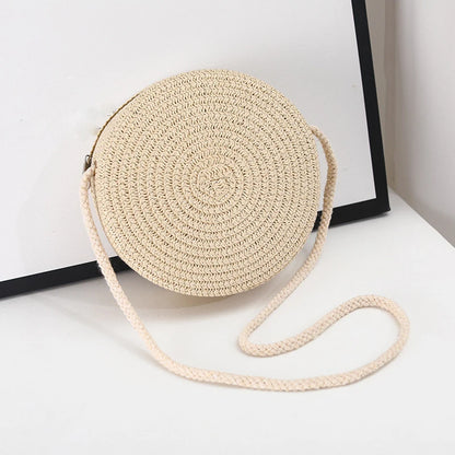 Round Straw Crossbody Bag – Handmade Woven Women's Purse