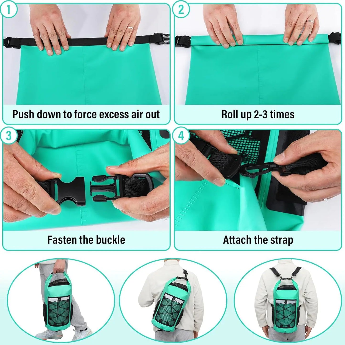 25L Waterproof Roll-Top Dry Bag Backpack for Beach & Water Sports