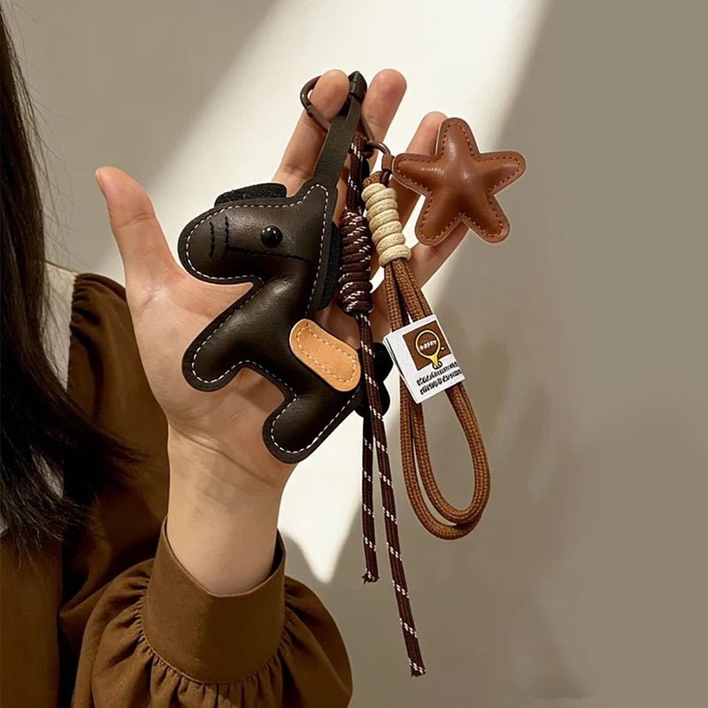 Leather Pony Bag Charm Keychain – Cute Horse Pendant for Women
