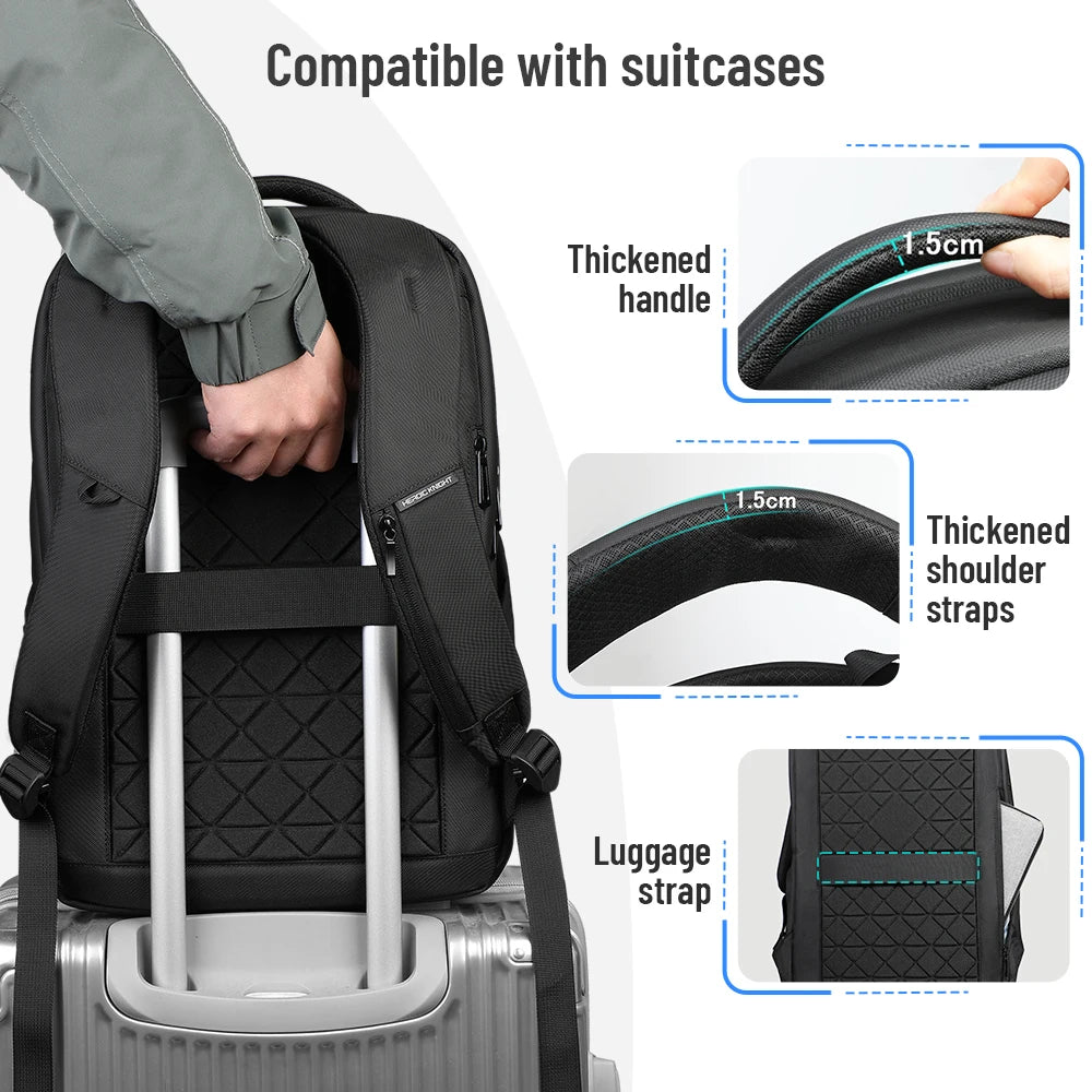 Men's Business Laptop Backpack 17.3" – Waterproof USB Travel Bag