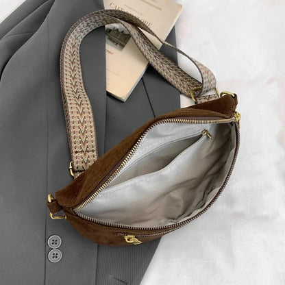 Faux Suede Fanny Pack Women's Crossbody Chest Bag