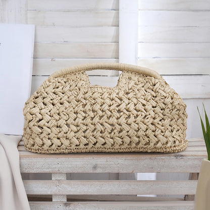 Handmade Raffia Woven Clutch Tote – Large Boho Travel Bag