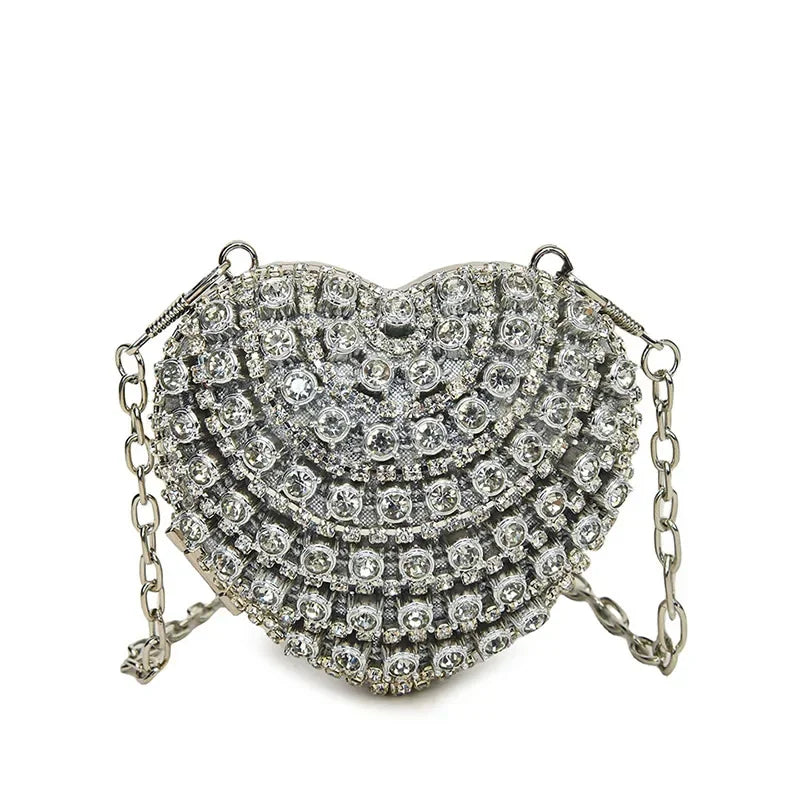 Crystal Heart Clutch Purse – Luxury Diamond Evening Bag for Women