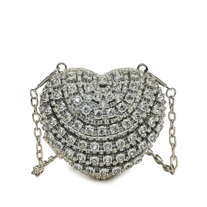 Crystal Heart Clutch Purse – Luxury Diamond Evening Bag for Women