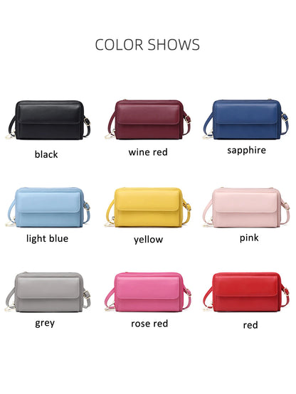 Touchscreen Crossbody Phone Wallet for Women – Zipper Purse with Clear Window