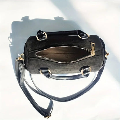 Faux Suede Crossbody Bag - Women's Small Shoulder Bag