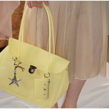 Candy Color Frosted PVC Tote Bag – Women's Shoulder Handbag